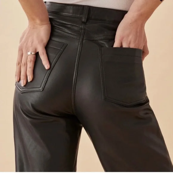 NWOT Reformation Veda 5 Pocket Leather Pants